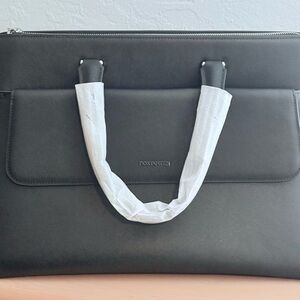 Mizuki Black Leather Briefcase Women's